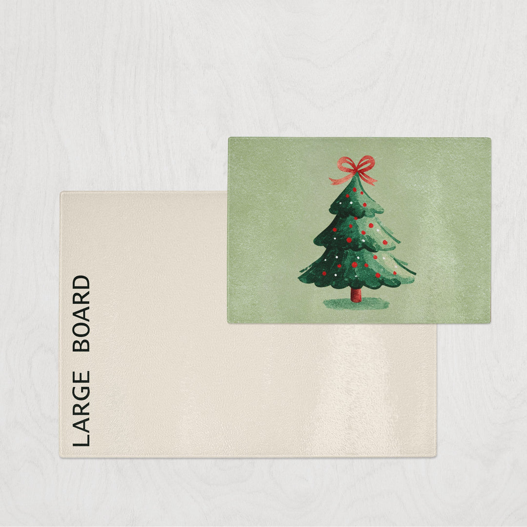 Large board with a Christmas tree design on a light gray background