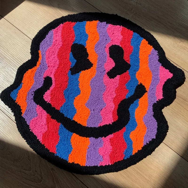 Twisted Smiley Plush Rug Orange Yellow Pink - Yililo