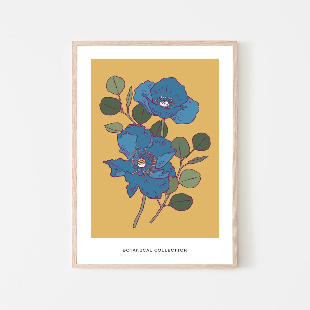 Two Blue Blooms Fine Wall Art Print - Yililo