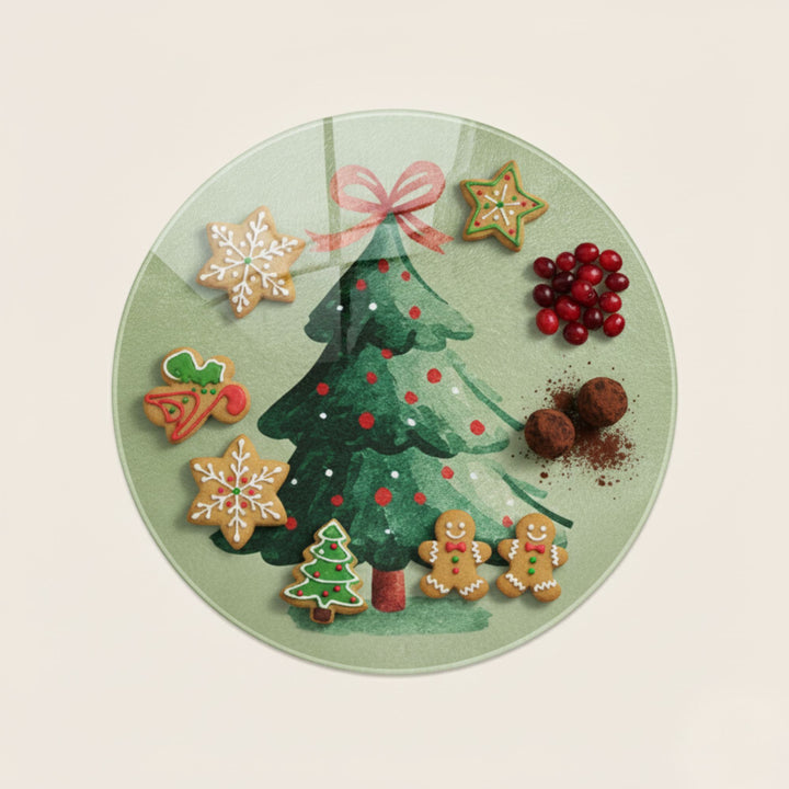 Twinkle Tree Round Glass Chopping Board