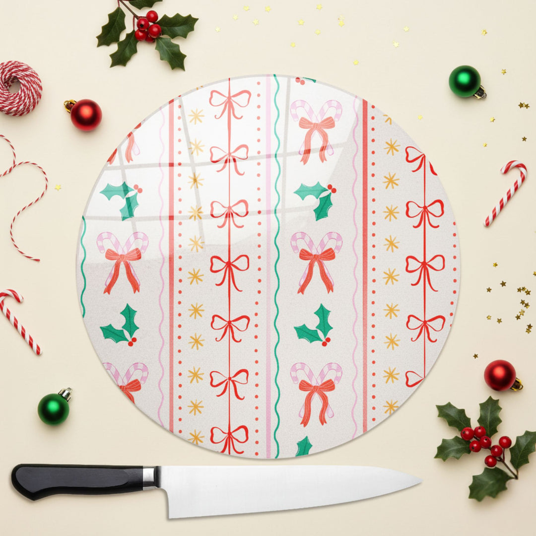 Bow Parade Round Glass Chopping Board