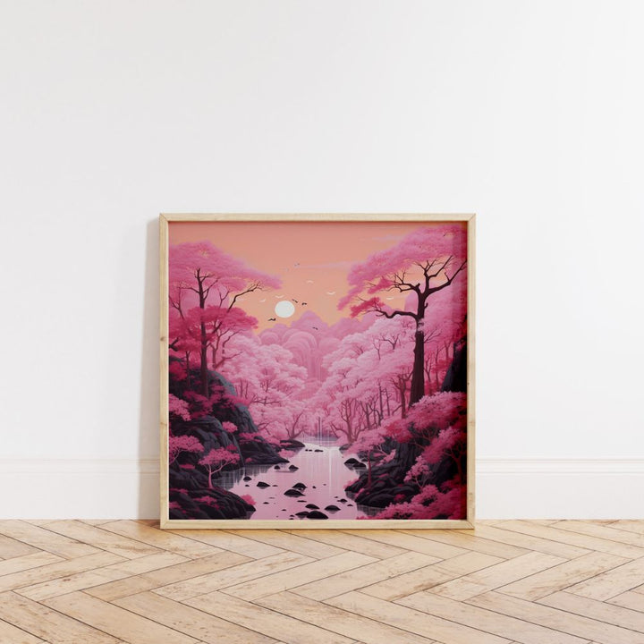 Pink Trees Japanese Style Wall Art Poster