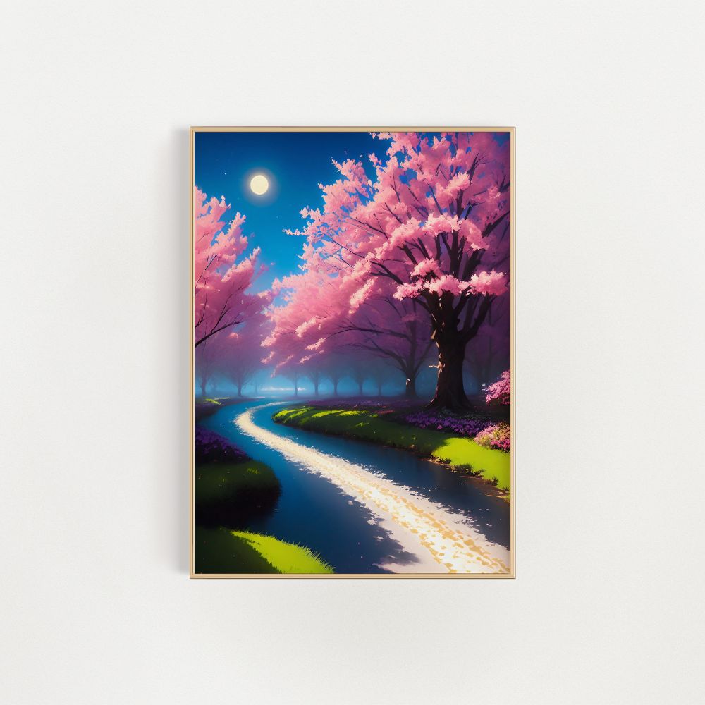 Pink Trees And The Winding Road Wall Art Poster - Yililo