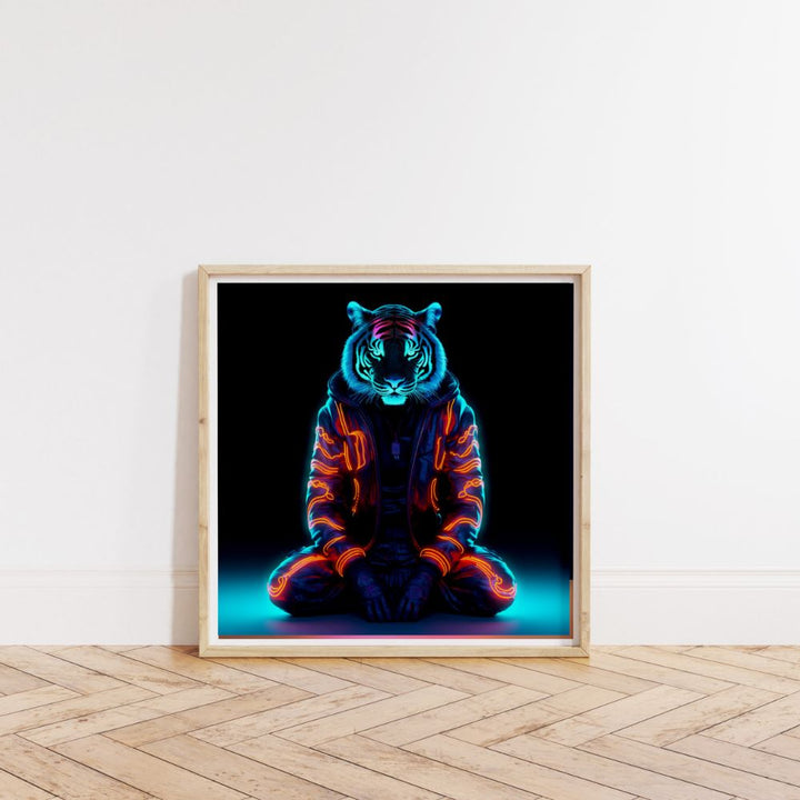 The Zen Gamer Tiger Neon Animal Wall Art Print