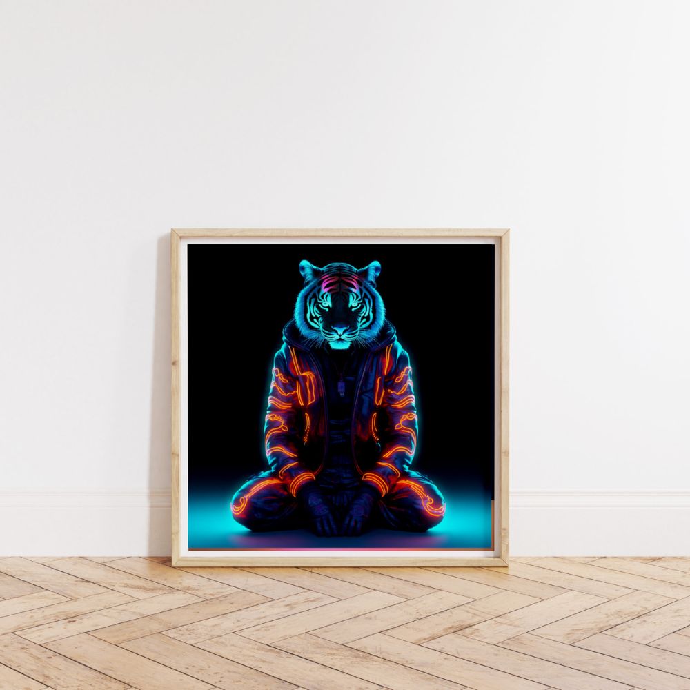 Der Zen-Gamer-Tiger-Neon-Tier-Wandkunstdruck