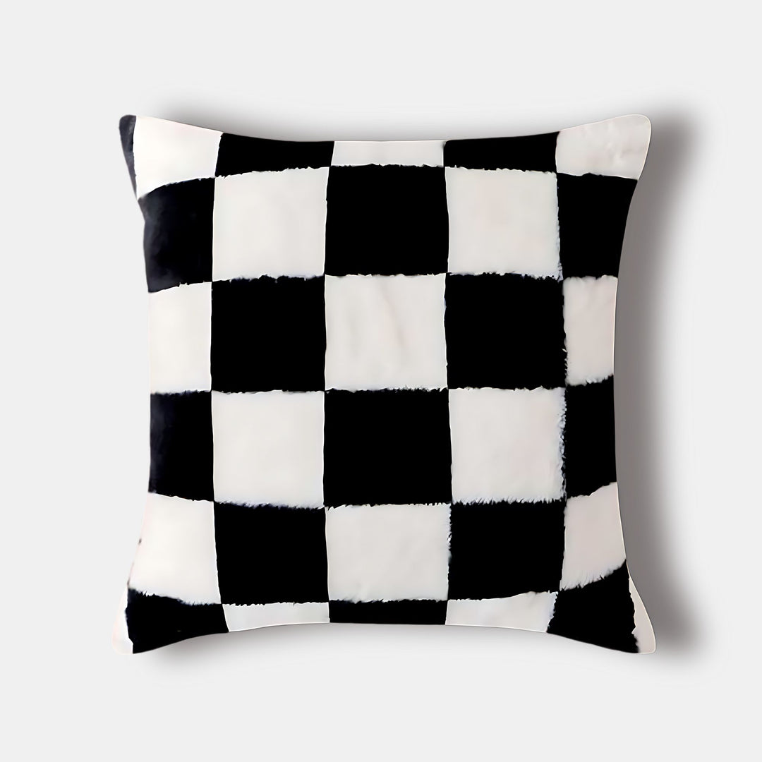 Y2K Black And White Checker Cushion Cover 45cm - Yililo