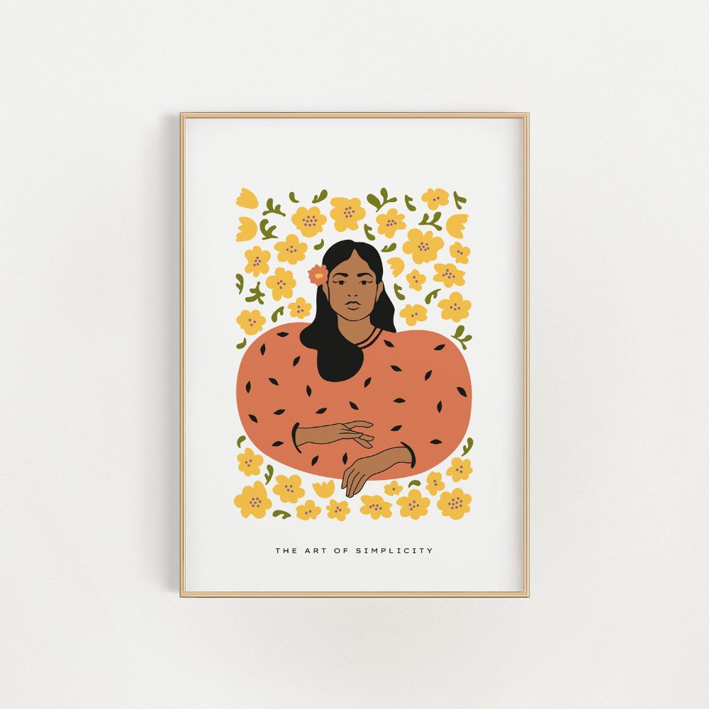 Yellow Flowers Orange Jumper Wall Art Poster - Yililo