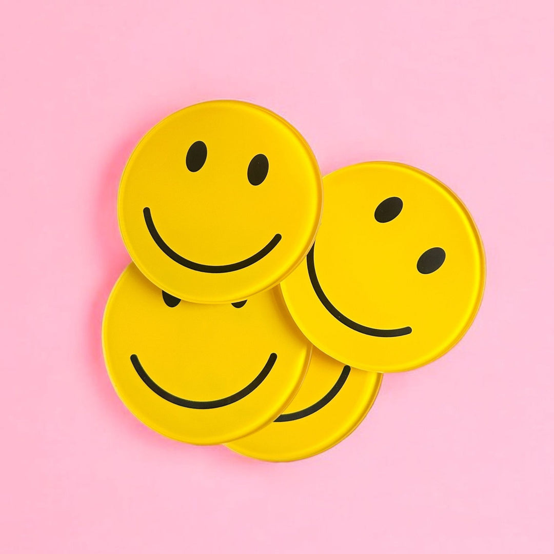 Yellow Smiley Face Coasters - Yililo