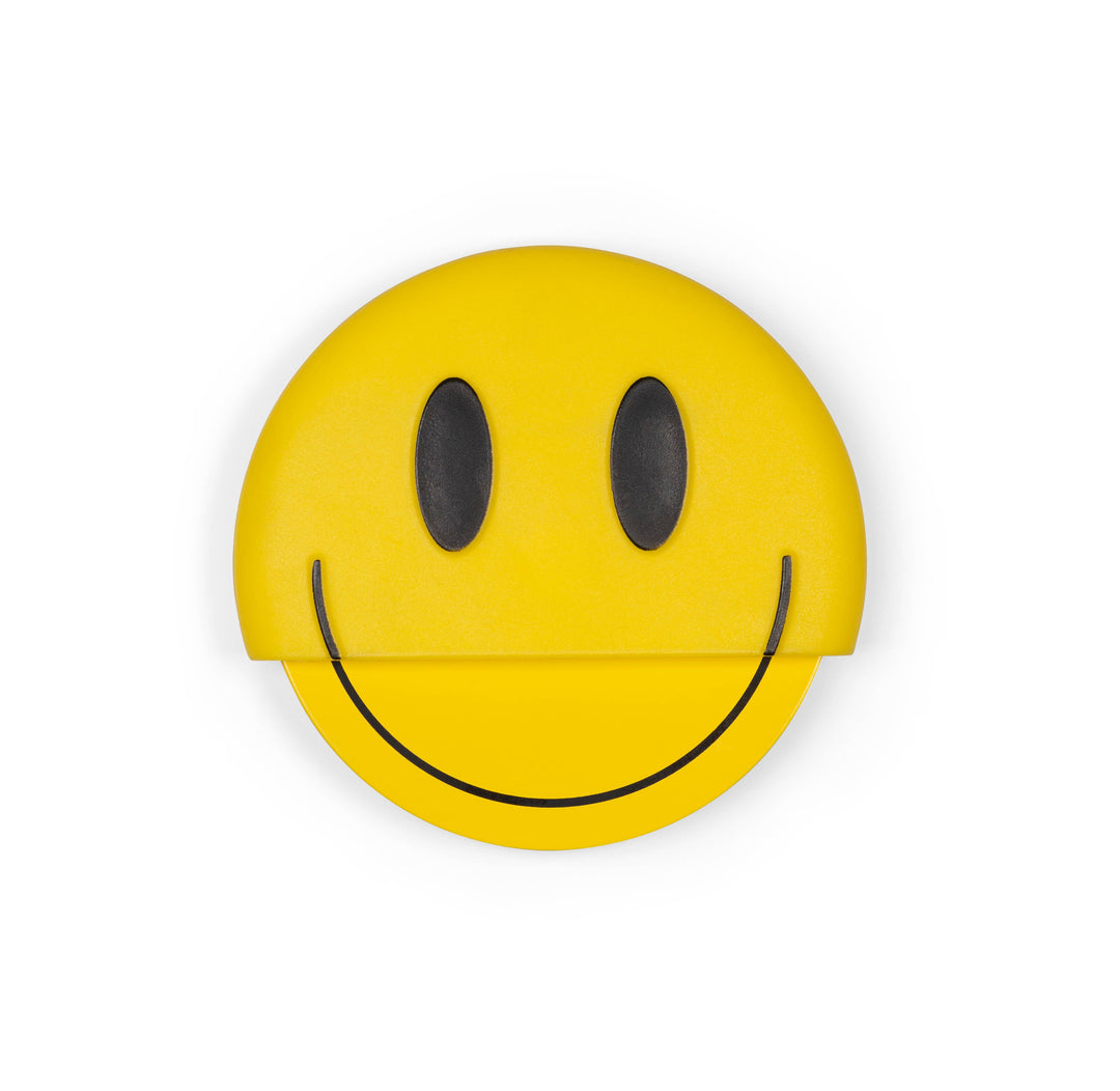 Yellow smiley face object on a white background