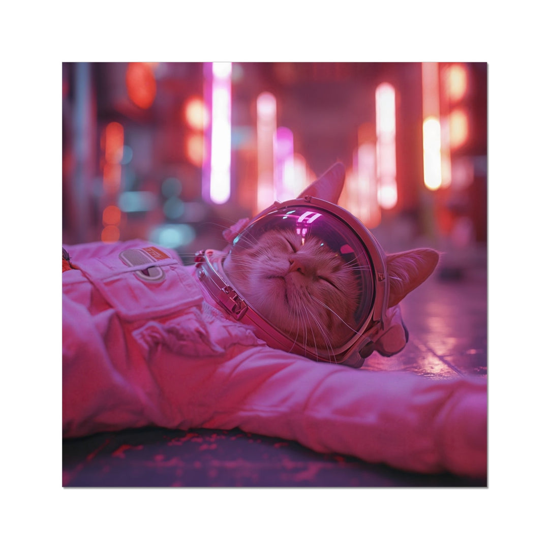 The Sleeping Neon Cat Fun Art Poster - Yililo