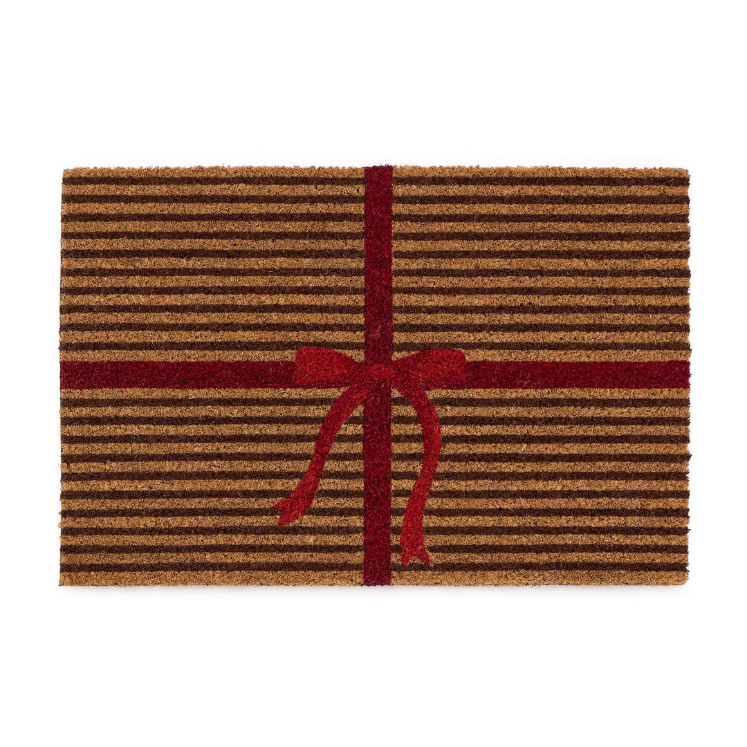 Red Bow Present Coir Doormat 40x60