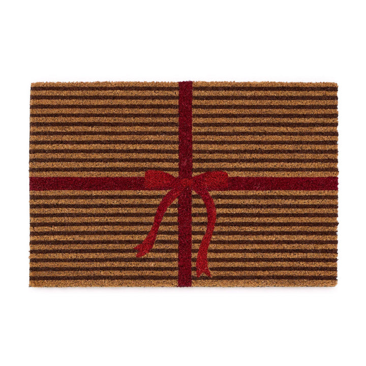 Red Bow Present Coir Doormat 40x60