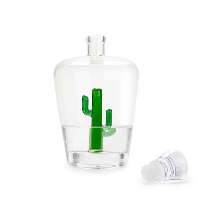 1-litre glass decanter with green cactus detail and stopper