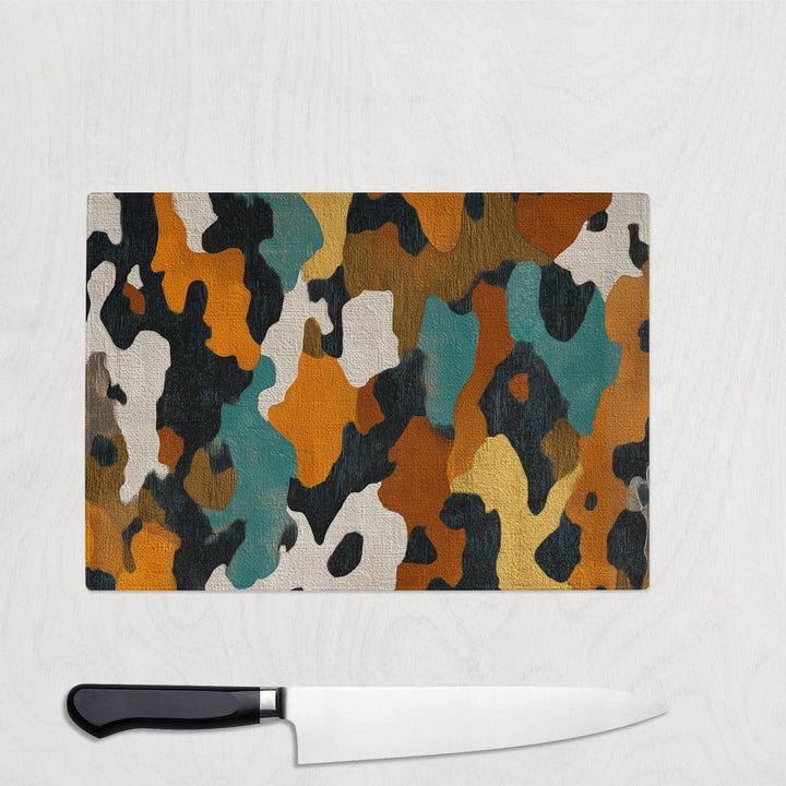 camo glass chopping board worktop saver camouflage kitchen board UK