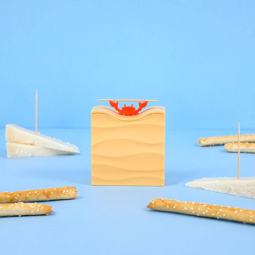 Red crab-shaped automatic toothpick holder made from ABS plastic