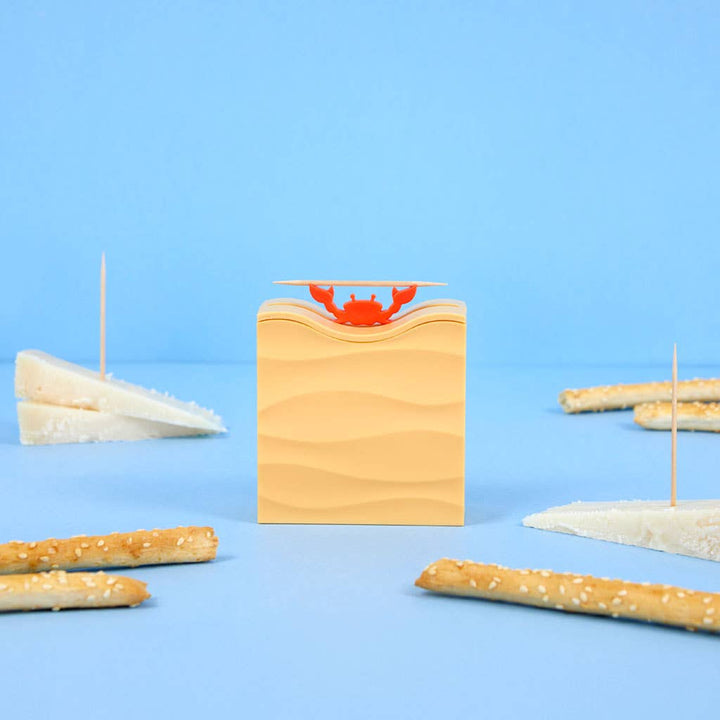 Red crab-shaped automatic toothpick holder made from ABS plastic