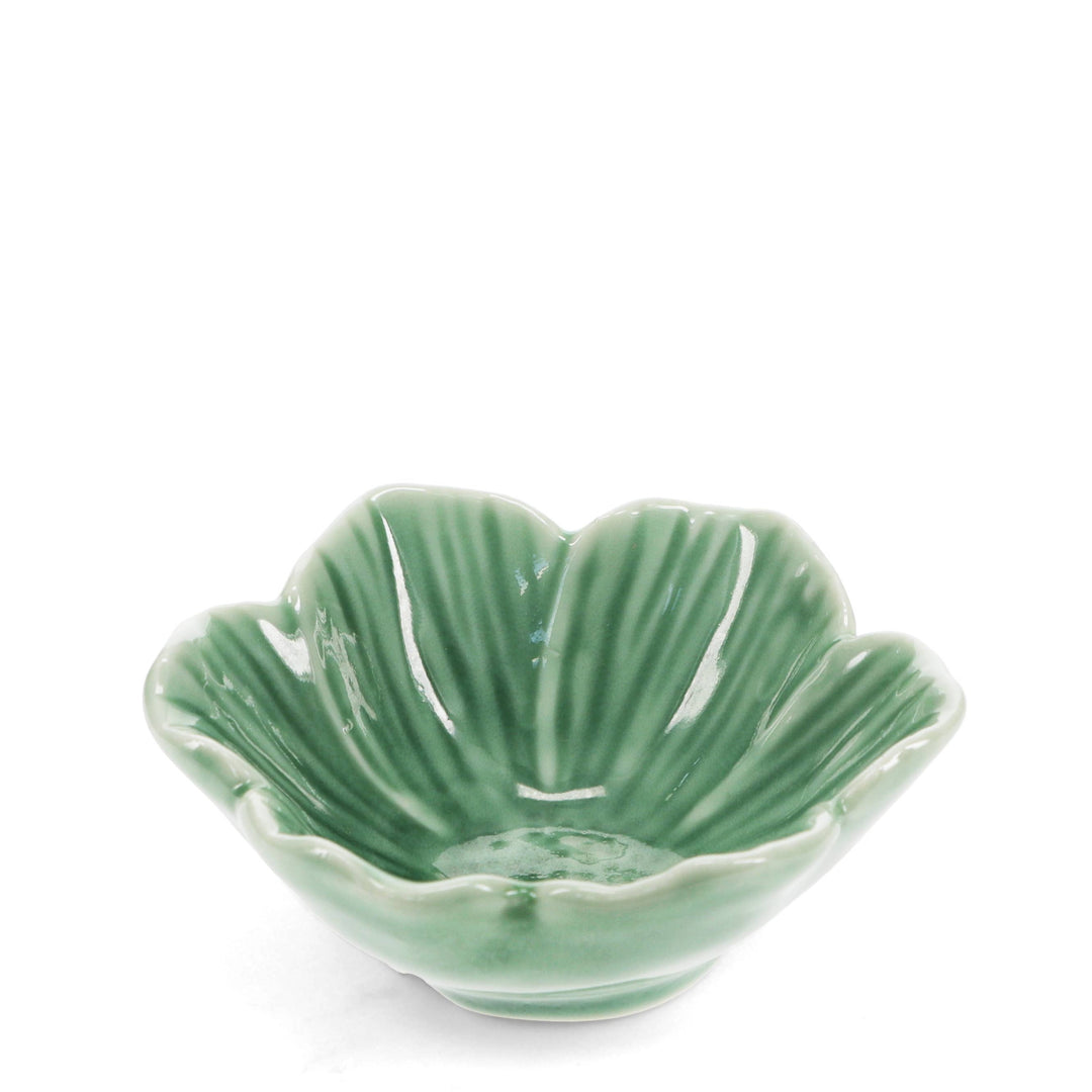 Green Flower Ceramic Bowl 9cm