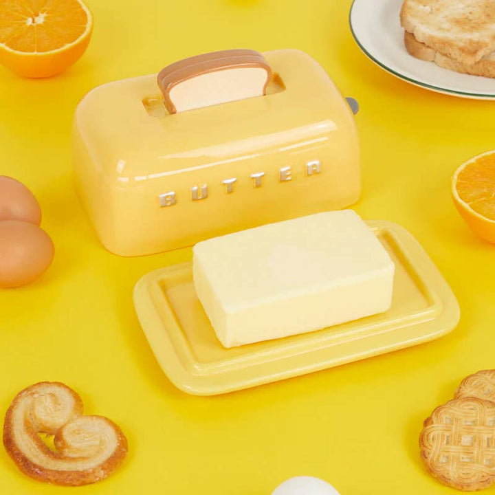 Yellow Toaster Shape Ceramic Butter Dish