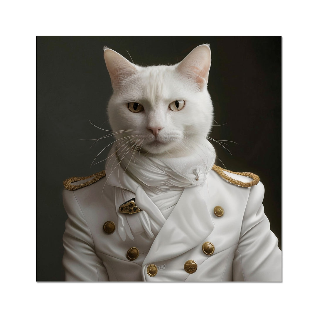 The Dapper White Cat Art Poster