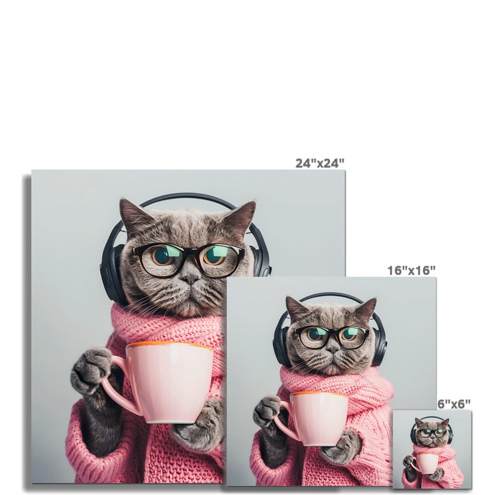 The Cat With its Tea Funny Wall Art Poster - Yililo