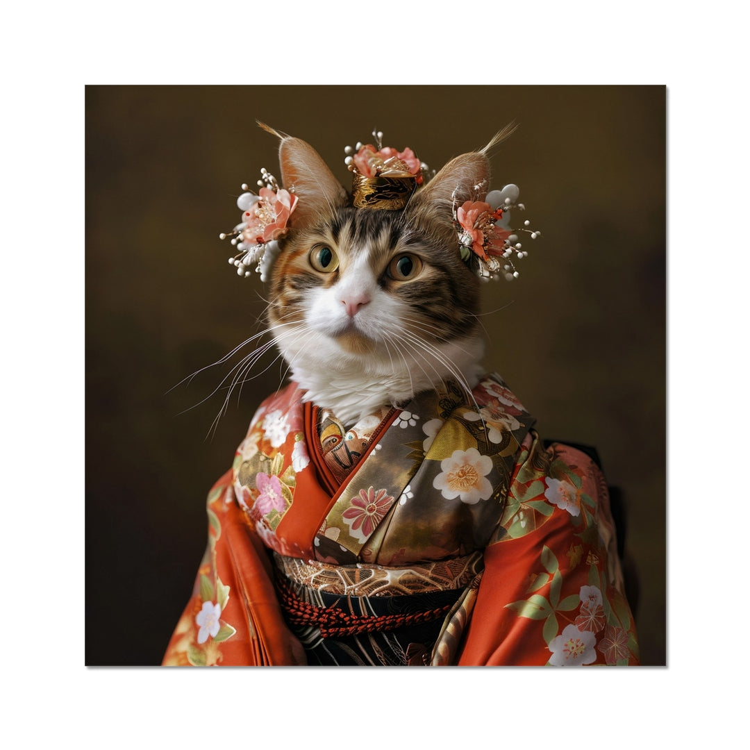 The Geisha Cat Fun Wall Art Poster