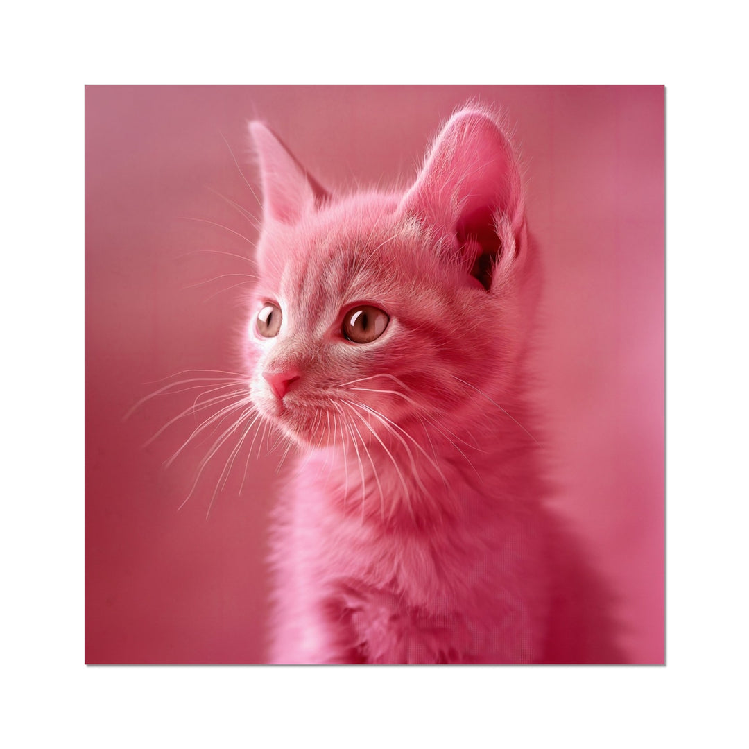 Bright Pink Kitten Art Poster