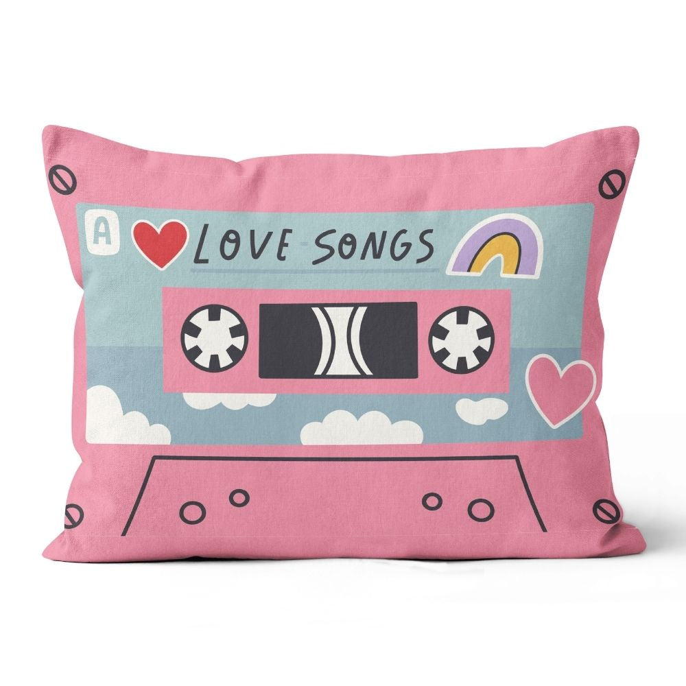 Pink Love Songs Cassette Tape Retro Cushion - SALE