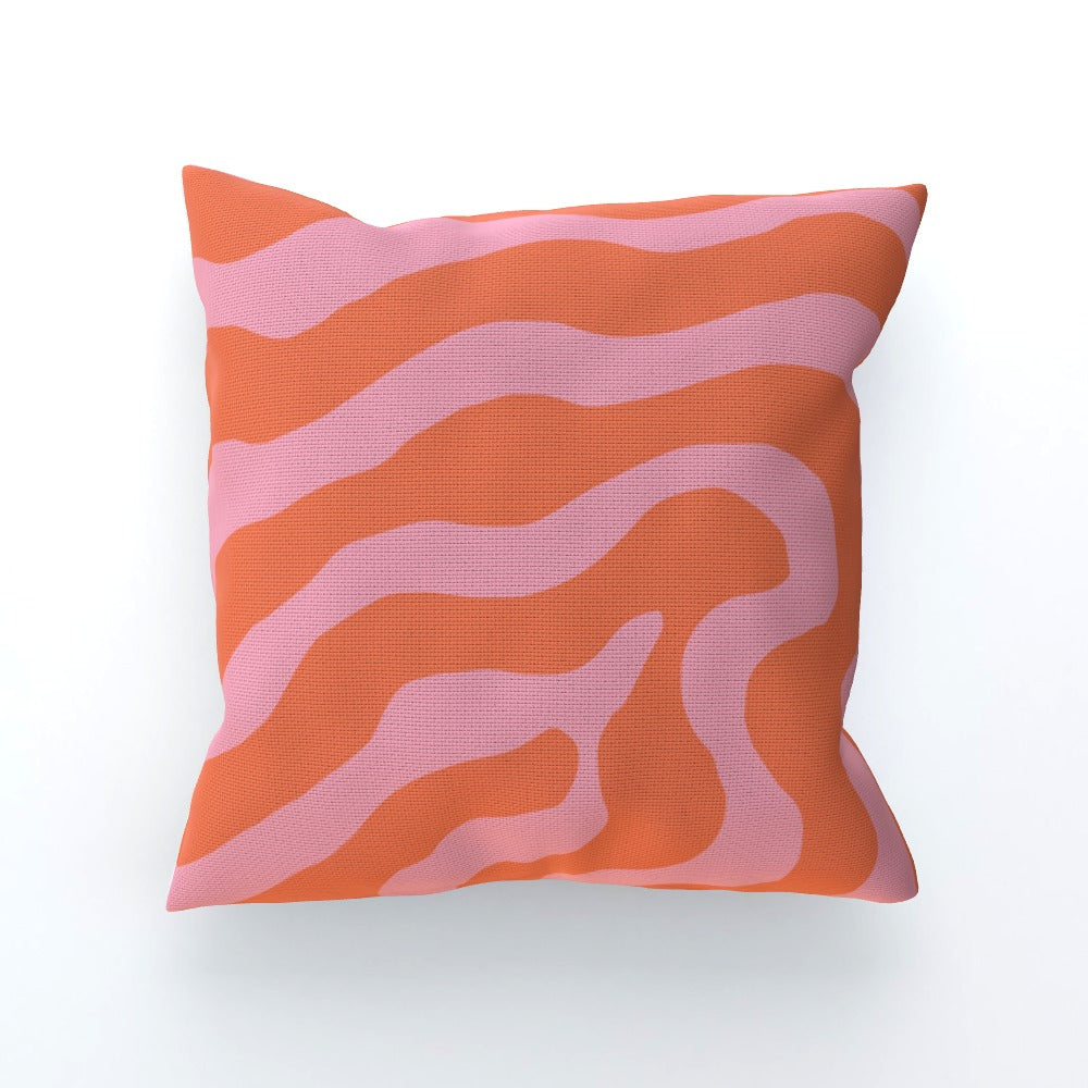 Red Pink Swirl Retro Sofa Bed Cushion