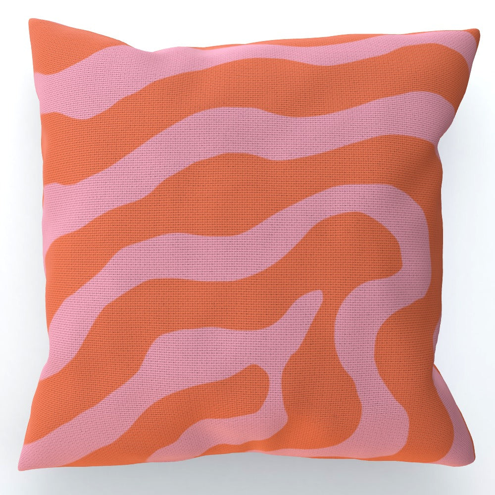 Red Pink Swirl Retro Sofa Bed Cushion - Yililo