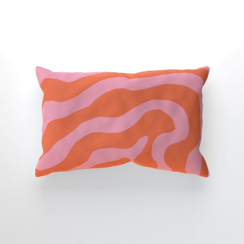 Red Pink Swirl Retro Sofa Bed Cushion - Yililo