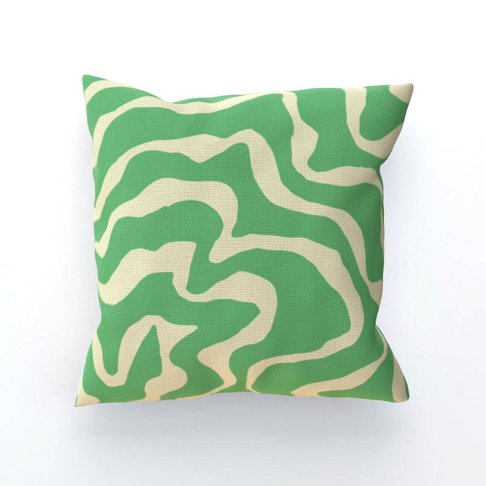 Green Swirl Retro Sofa Bed Cushion