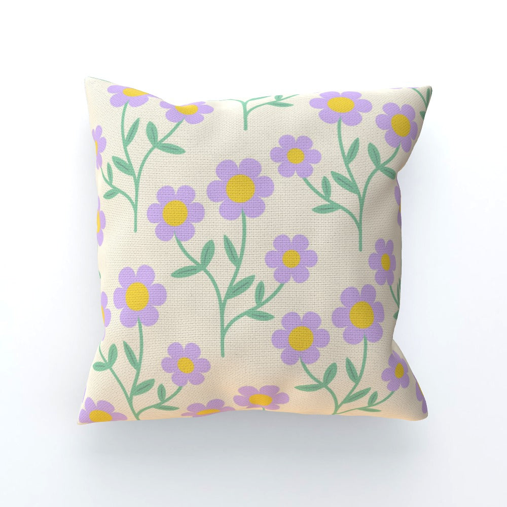 Purple Flowers Colourful Soft Sofa Cushion - Yililo