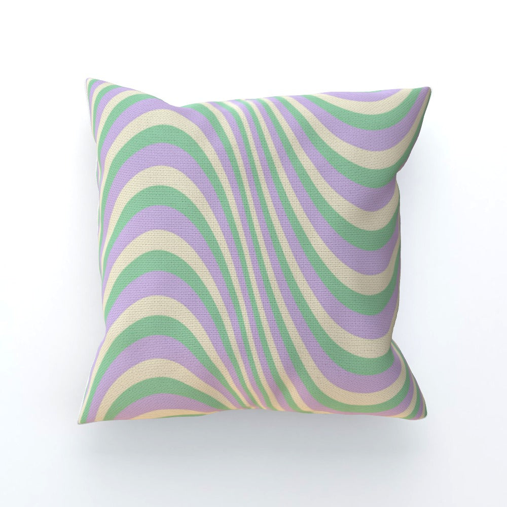 Green Lilac Swirl 90s Cushion - Yililo