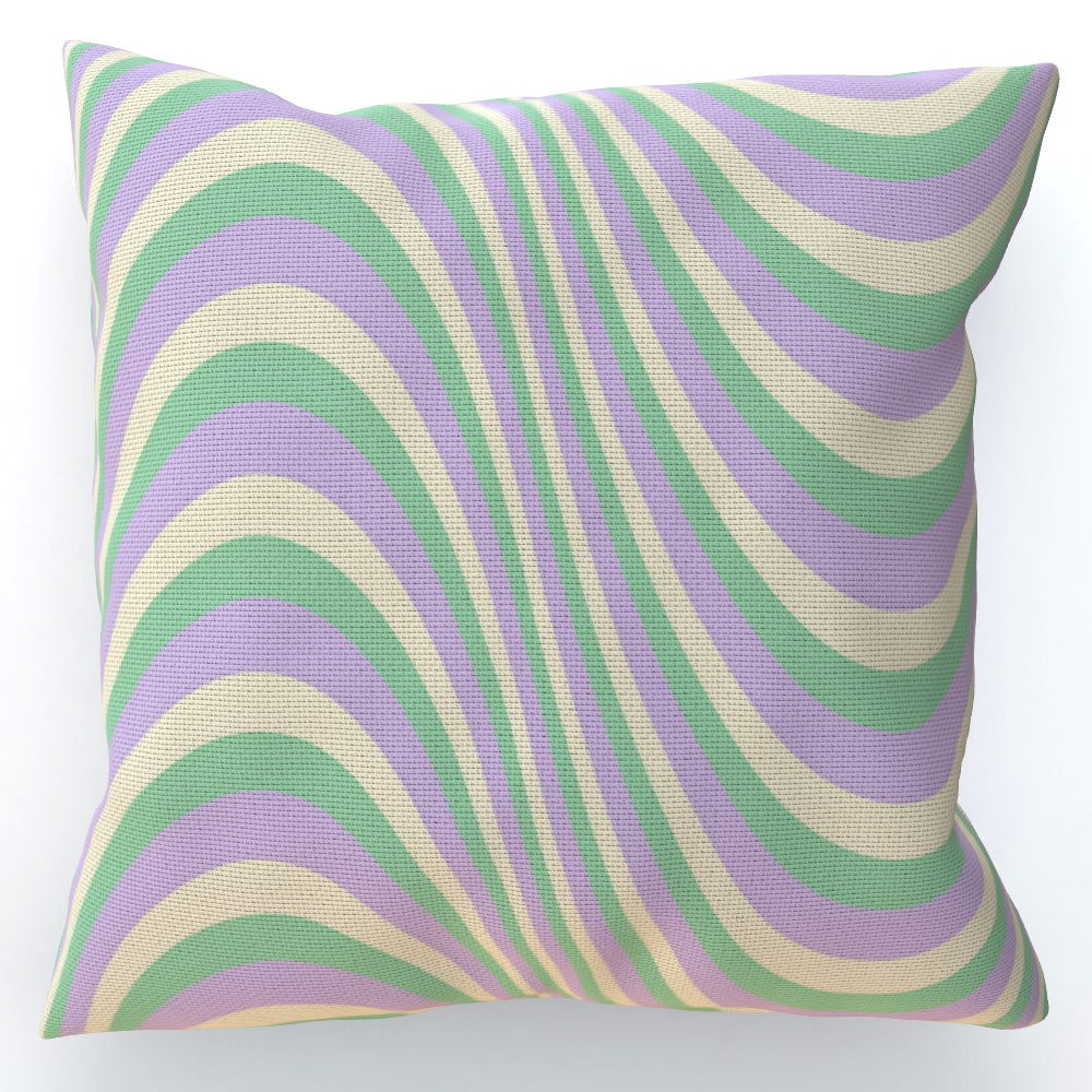 Green Lilac Swirl 90s Cushion