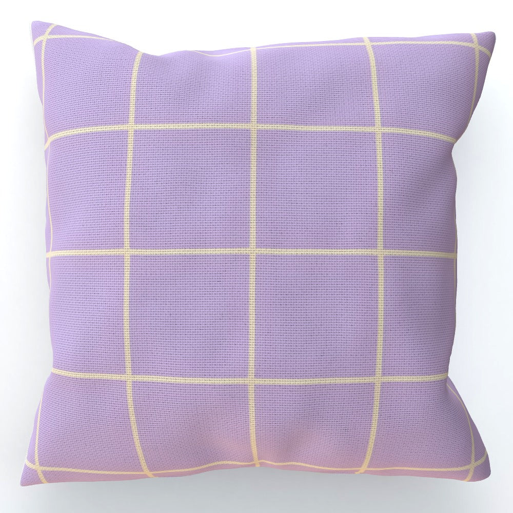 Lilac Check Grid 90s Cushion