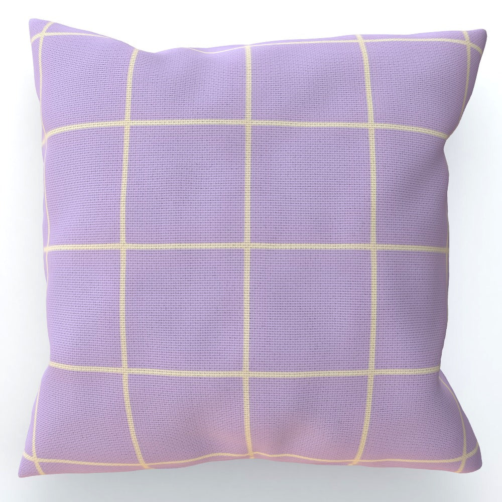 Lilac Check Grid 90s Cushion - Yililo