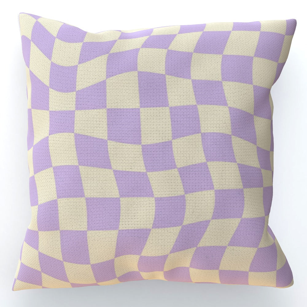 Lilac Check 90s Cushion