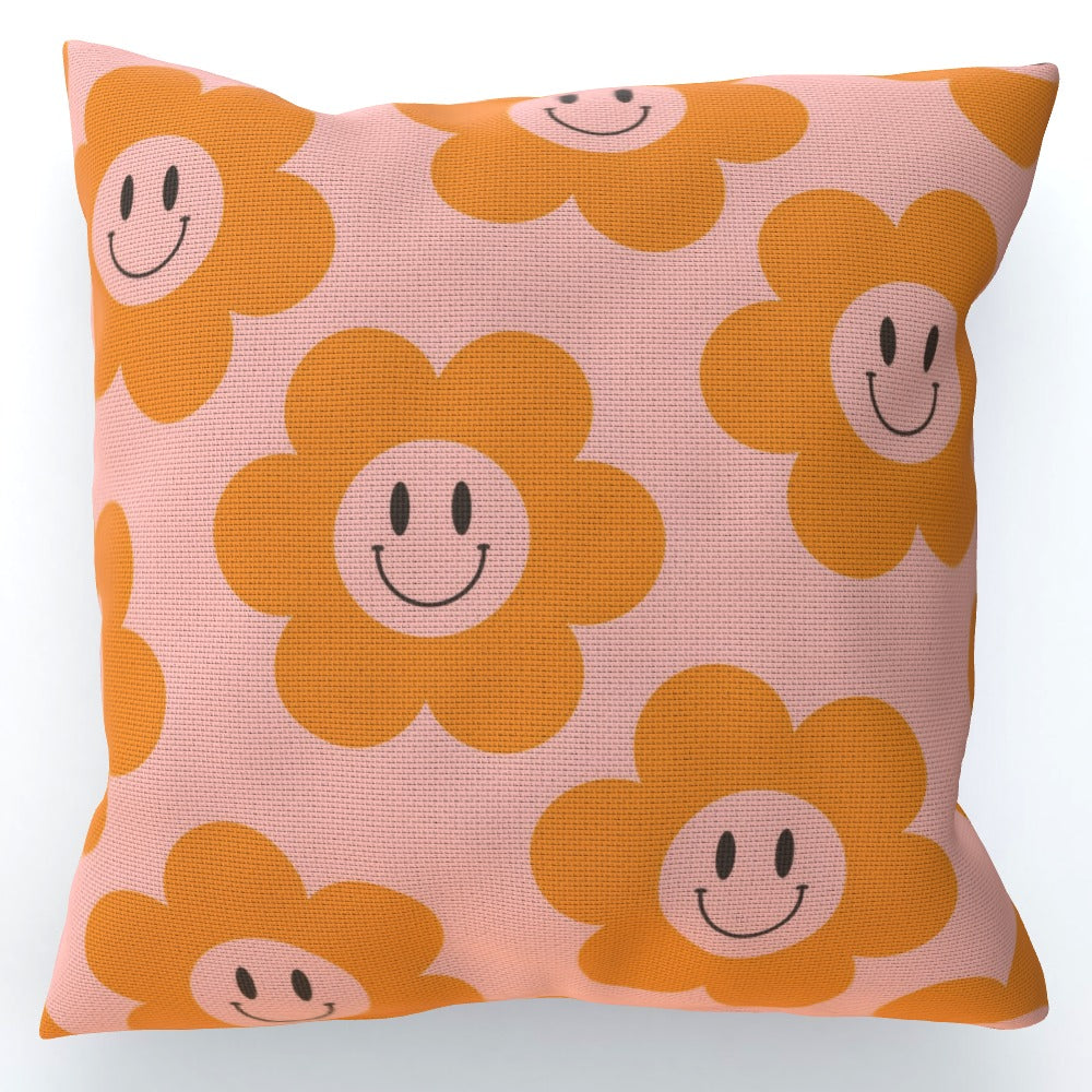 Pink Flower Smiley Cushion - Yililo