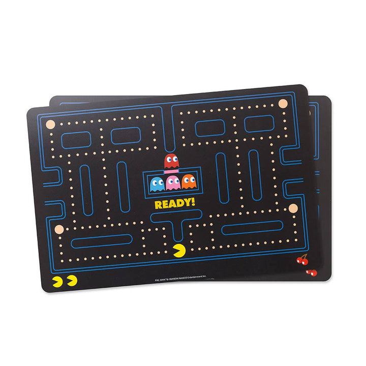 Two officially licensed Pac-Man plastic placemats with retro design