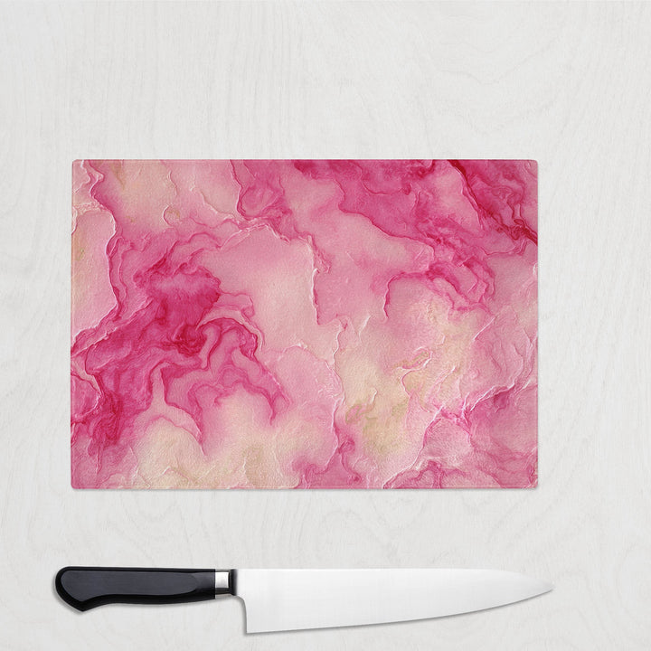 pink marble glass chopping board worktop saver colourful kitchen board UK