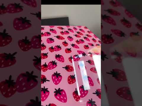 Pink Strawberry Glass Chopping Board Worktop Saver