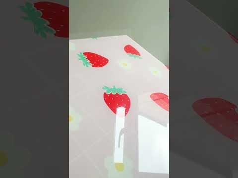 Strawberry Check Glass Chopping Board Worktop Saver