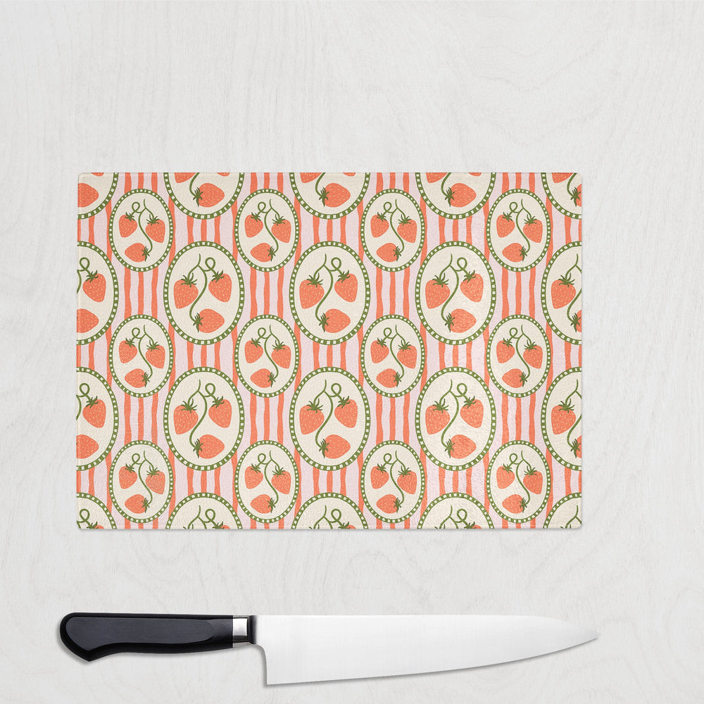 strawberry glass chopping board worktop saver cute kitchen board UK