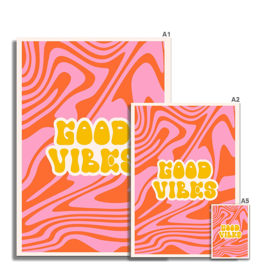 Good Vibes Groovy Pink Wall Art Poster - Yililo