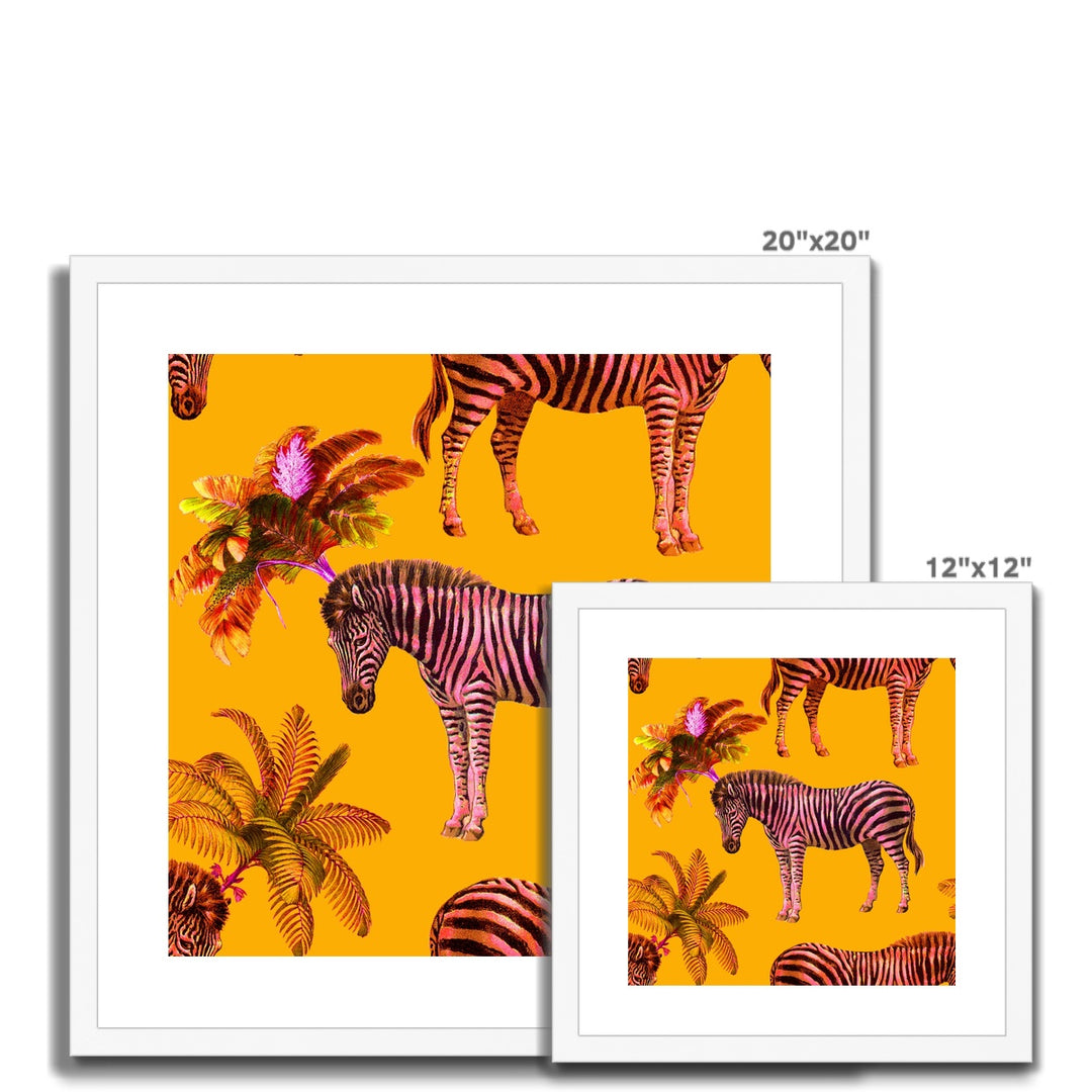 Yellow Zebra Framed & Mounted Art Print - Yililo