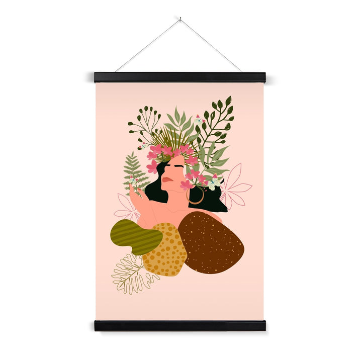 Boho Flower Woman Art Print with Hanger - Yililo