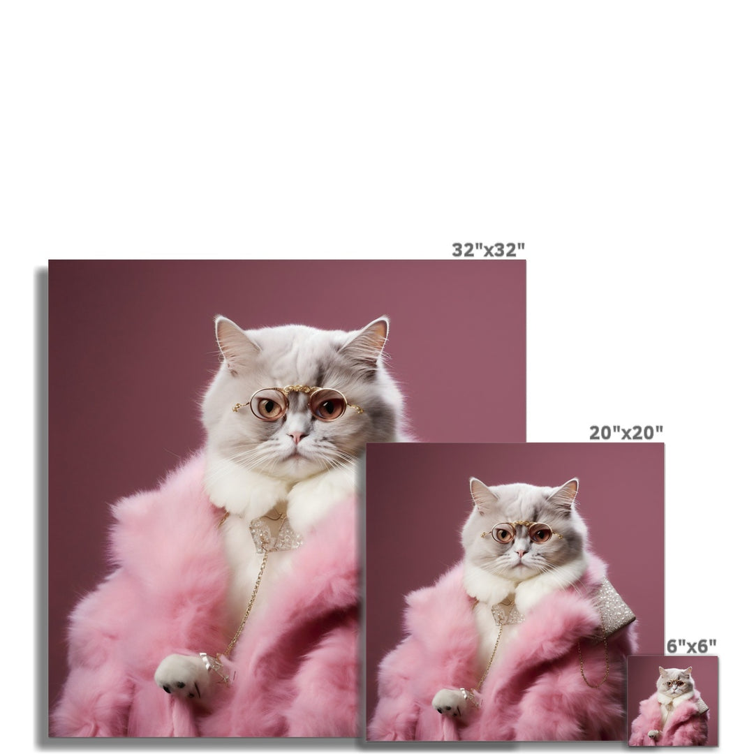 Lustiges Wandkunst-Poster „The Posh Pink Cat“.