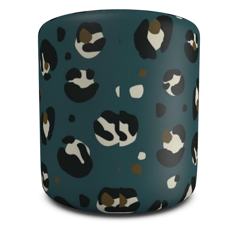 Footstool Pouf Leopard Print Dark Green Stool - Yililo