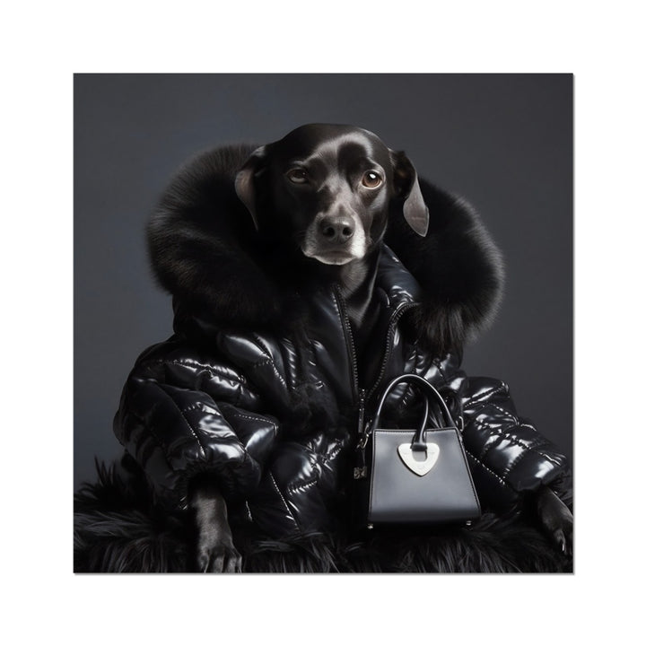 Black Dog With Fur Coat Funny Wall Art Poster