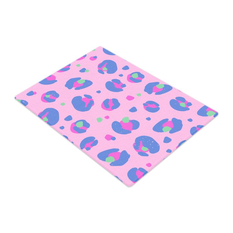 Pink Blue Leopard Print Glass Chopping Board - Yililo